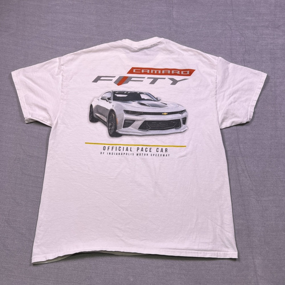 Gildan Chevrolet Camaro FIFTY Pace Car T-Shirt Mens Large White Cotton